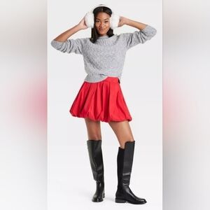 Nwt A New Day Women's Bubble Hem Mini Skirt Midweight Woven A-Line Red (Size:XL)